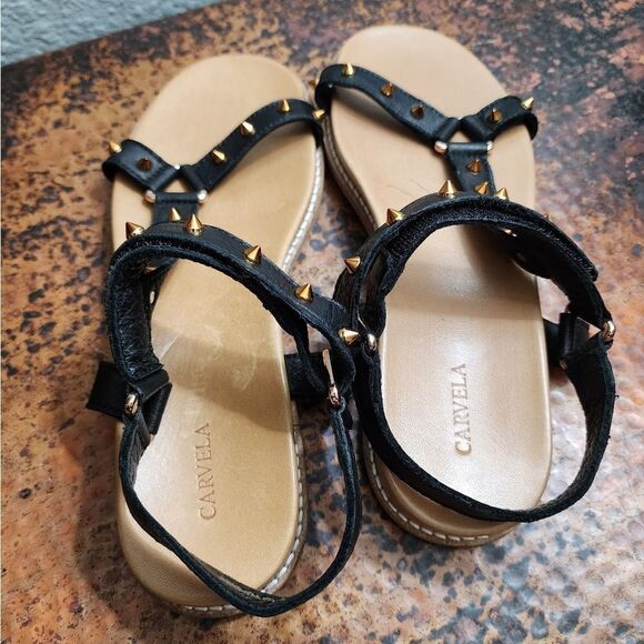 Carvela 'Kilter' Black Studded Leather Sandals - Picture 10 of 16